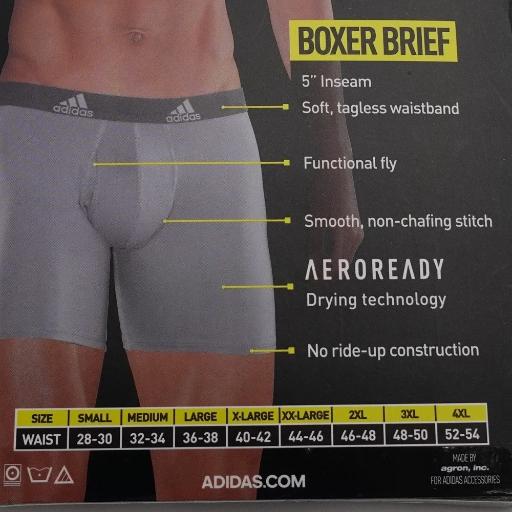 Adidas Boxer Briefs Mens Small Onix Black Grey 3-Pack Performance Underwear